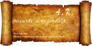 Aszalós Kristóf névjegykártya